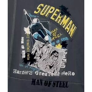 Vintage‎ DC Superman Man Of Steel Lot 29 Graphic Shirt Grey Size Large Glitter